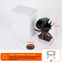 Enhanced Aluminum Alloy 7-Blade Thermal Fireplace Fan - Cordless, Low Noise, No Electricity (With Thermometer)