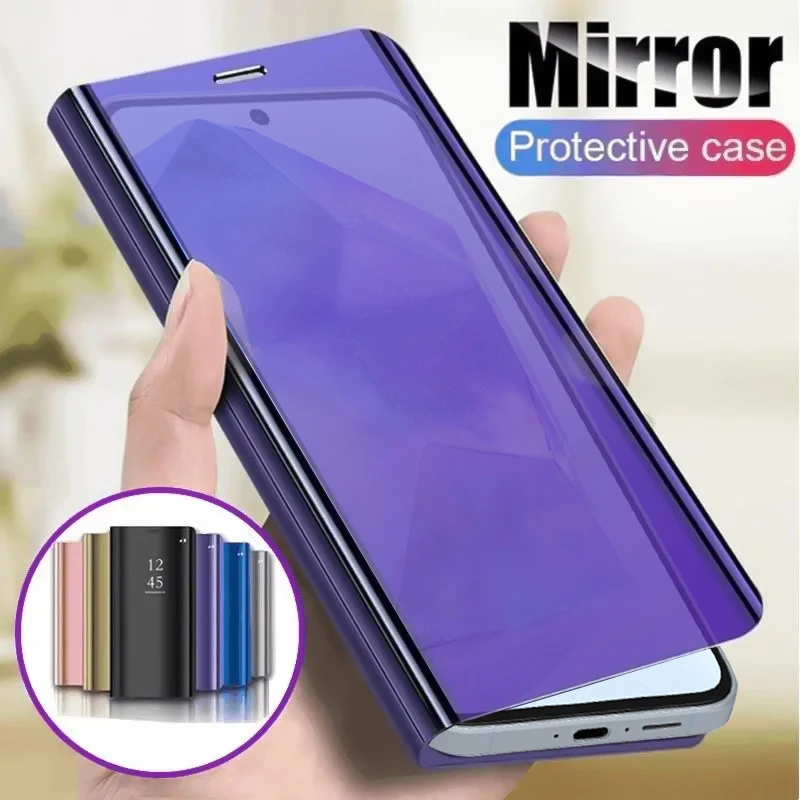 Elegant Mirror Flip Leather Case - Premium Standard Cover