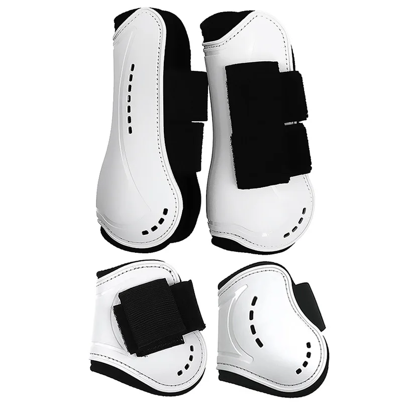 Horse Leg Protective Boots Adjustable PU Neoprene Horse Splint Boots Leg Protection Support for Training Racing Riding Jumping 3