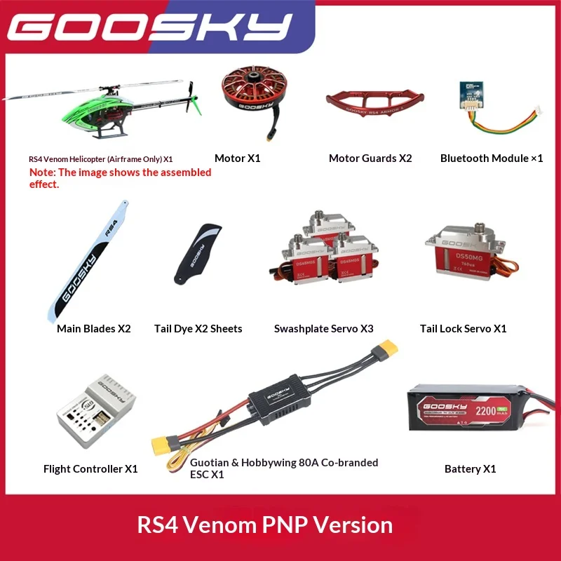 GOOSKY RC 헬리콥터 RS4 Venom 3D 스턴트 모델 키트 PNP 버전 BAF020008 브러시리스 모터 포함, RC 비행기 선물용 HobbyWing ESC