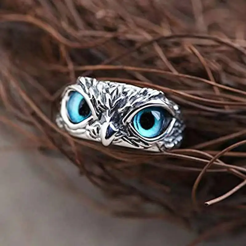 1pcs Vintage Rings For Men And Women Simple Hip Hop Style Adjustable Owl With Blue Resin Eyes Holiday Jewelry ring set gold color rings couples rings stainless steel ring tibetan silver rings signet ring finger watch ring finger ring gold color ring chain ring half face ring amethyst zirconia ring silver ring opening ring fidget spinner ring sparkling heart ring tungsten ring adjustable rings zircon crystal ring wedding rings moissanite diamond ring color change ring wedding ring ceramic ring animal ring