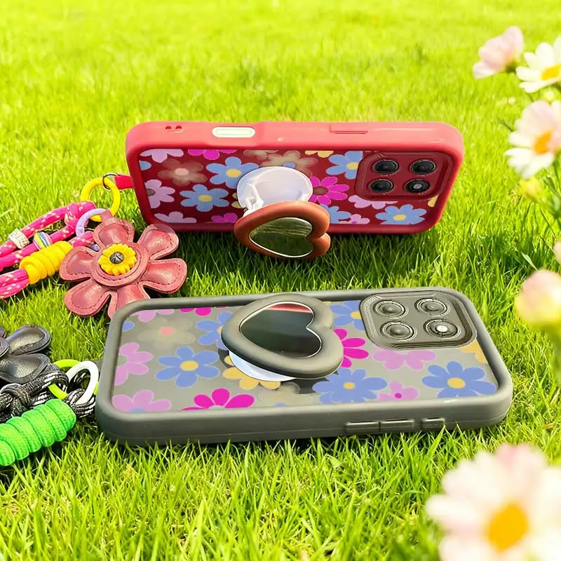 Cartoon Flower Phone Case Set with Lanyard & Craft Embellishments – 3-Piece Collection