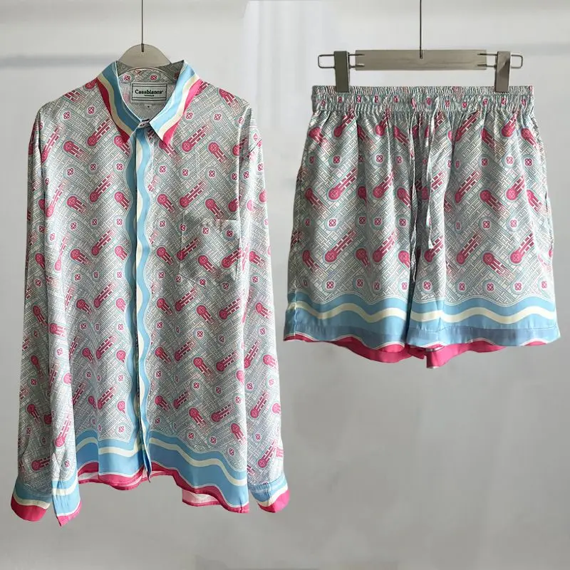 

Seaside Vacation Style CASABLANCA Shirts High Quality Full Printed Wave Pattern Long Sleeve Hawaiian Shirt Men Women