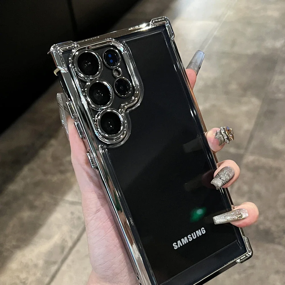 Plating Armor Transparent Shockproof Acrylic Phone Case