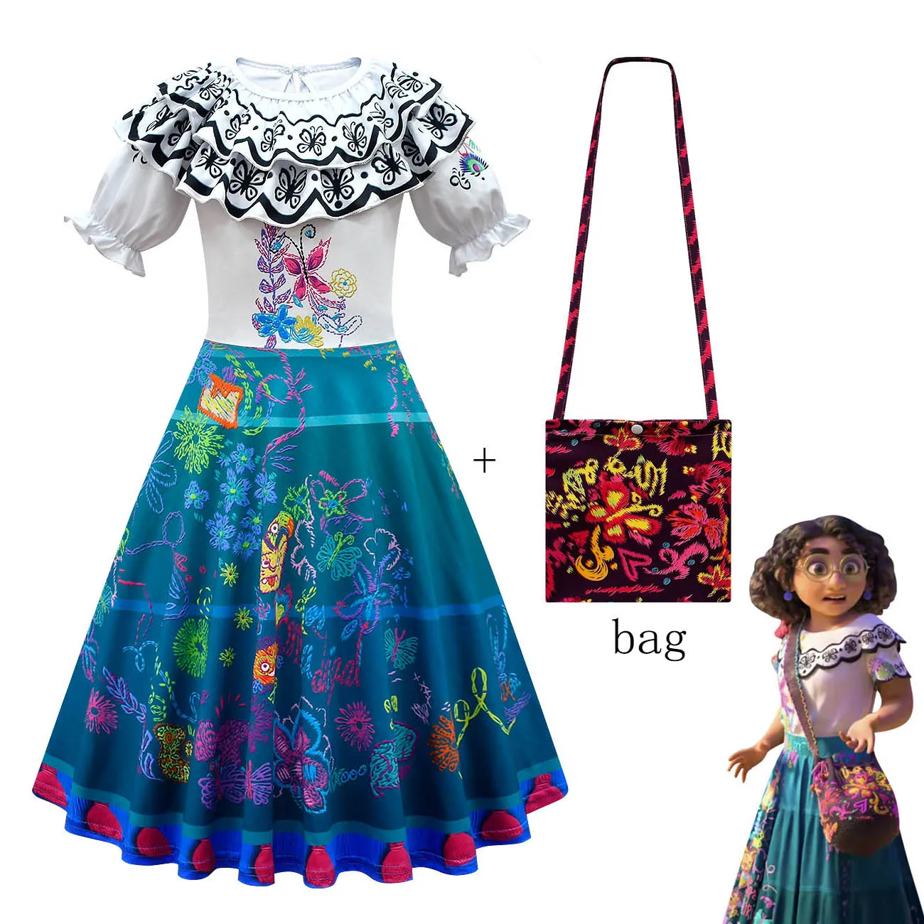 Baby Girls Encanto Dress Kids Mirabel Cosplay Costumes Fashion Summer