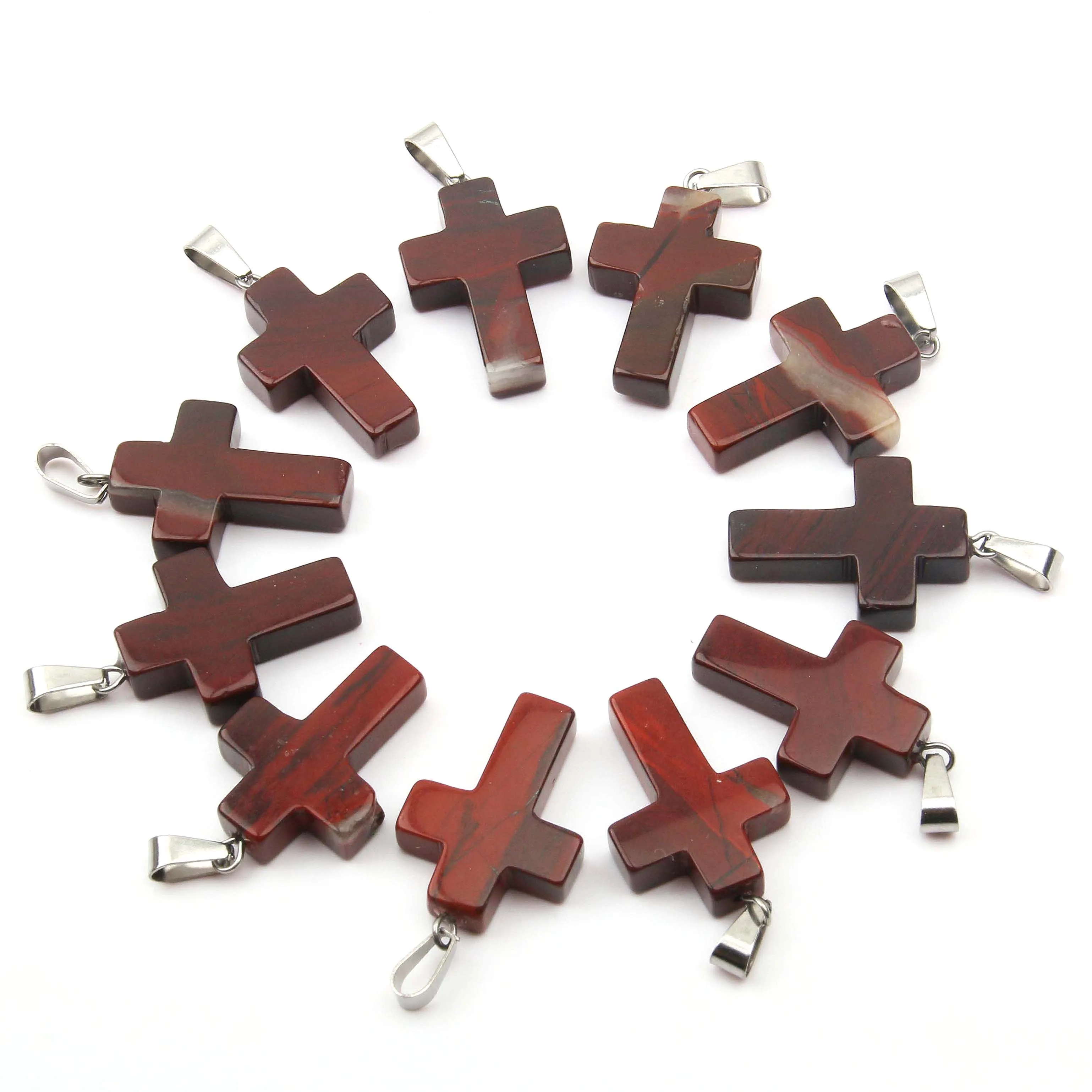 

Natural Rainbow Stone Cross Pendant Crafts Jewelry MakingDIY Necklace Earring Accessory Gift Party Decor Wholesale Free Shipping
