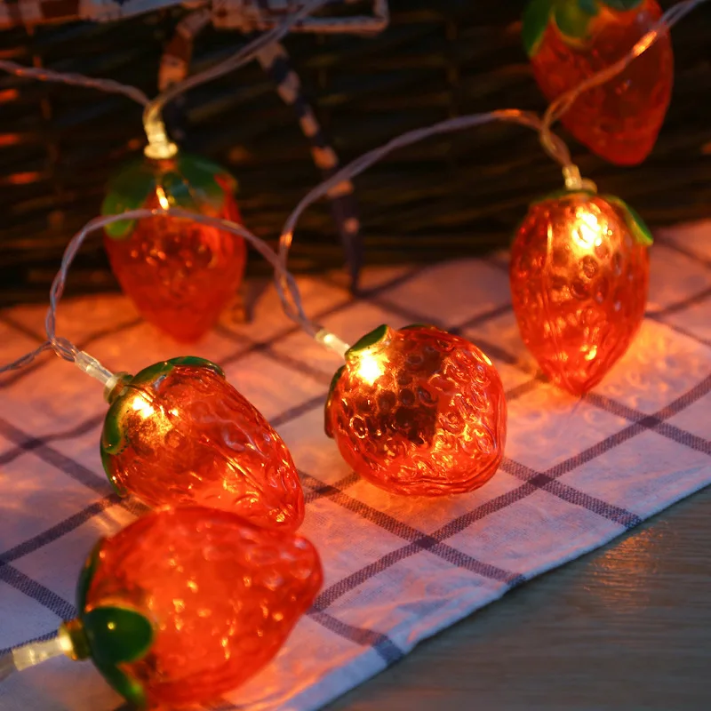 

20Led Fruit And Plant Lamp String Color Strawberry Hawaii Tropic Fruit Lamp String Summer Aloha Hawaii Beach Party Decor