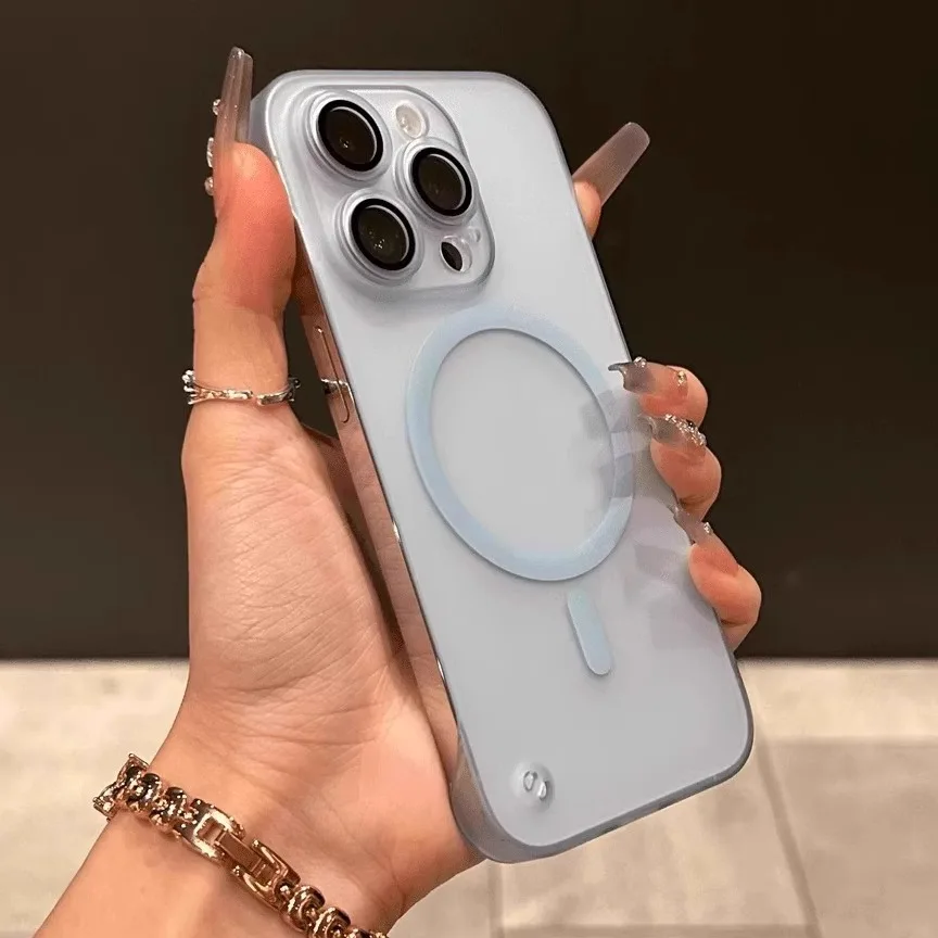 Ultra Thin Frameless Magnetic Matte Case with Lens Protection and Wireless Charging Compatibility