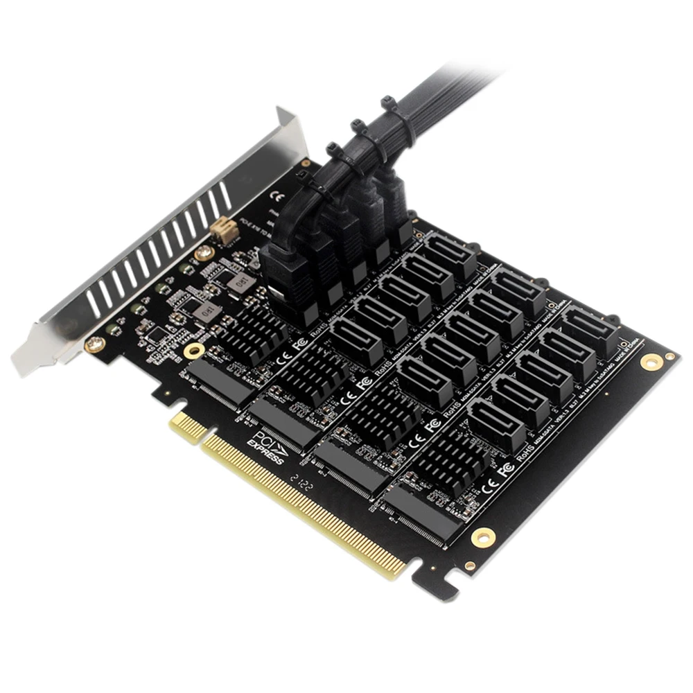 PCI-E SATA карта PCIE X16 NVME M.2 RAID расширения до 20-портовый адаптер JMB585 чип |