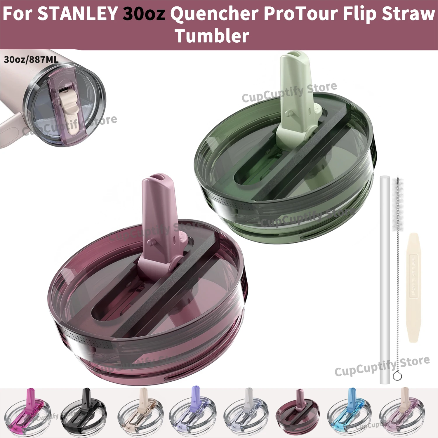 Flip Straw Lid 30oz for Stanley Quencher H2.0 Tumbler Leak Proof Replacement No Spill Cover for Stanley Cup Accessories