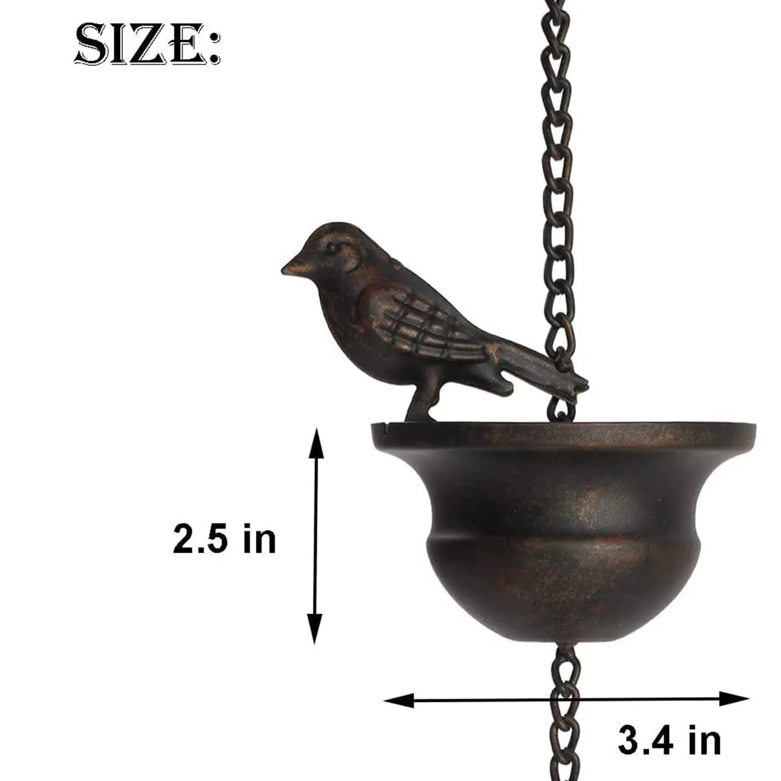 Creative Birds On Cups Metal Rain Chain Rain Catcher For Gutter Roof Decoration Metal Drainage Chain Downspout Tools