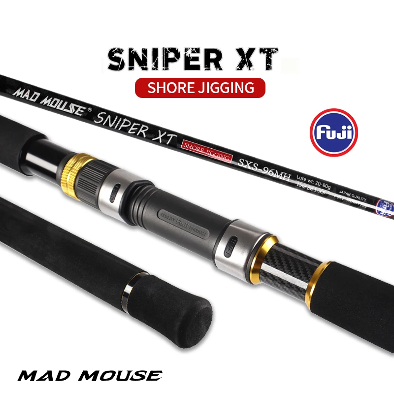 Top Madmouse Sniper Xt 2.9M 96H/96Mh Fuji Parts Cross Carbon Shore Jigging Rod Lure 20-120G Pe 1-5 # Saltwater Ocean Popping Rod