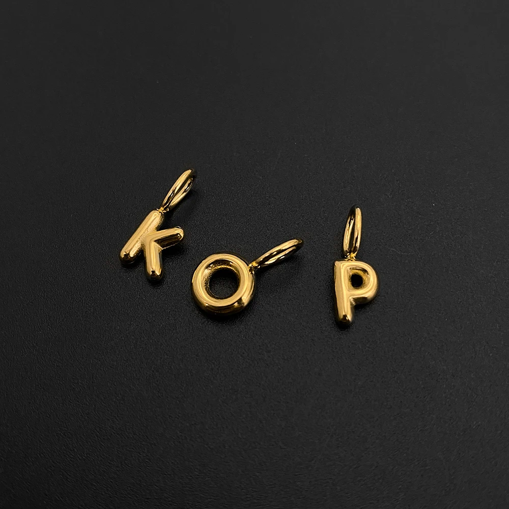 Stainless Steel Gold-plated Charms Modern Style 3D Bubble Alphabet Elements DIY Necklace Bracelet Jewelry Making