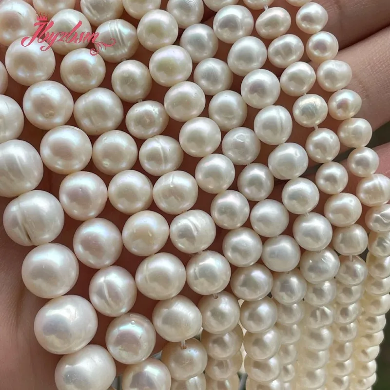 6-7,7-8,8-9mm Nearround White Freshwater Pearl Bead High Grade Natural Stone Beads For DIY Bracelets Necklace Jewelry Making 15