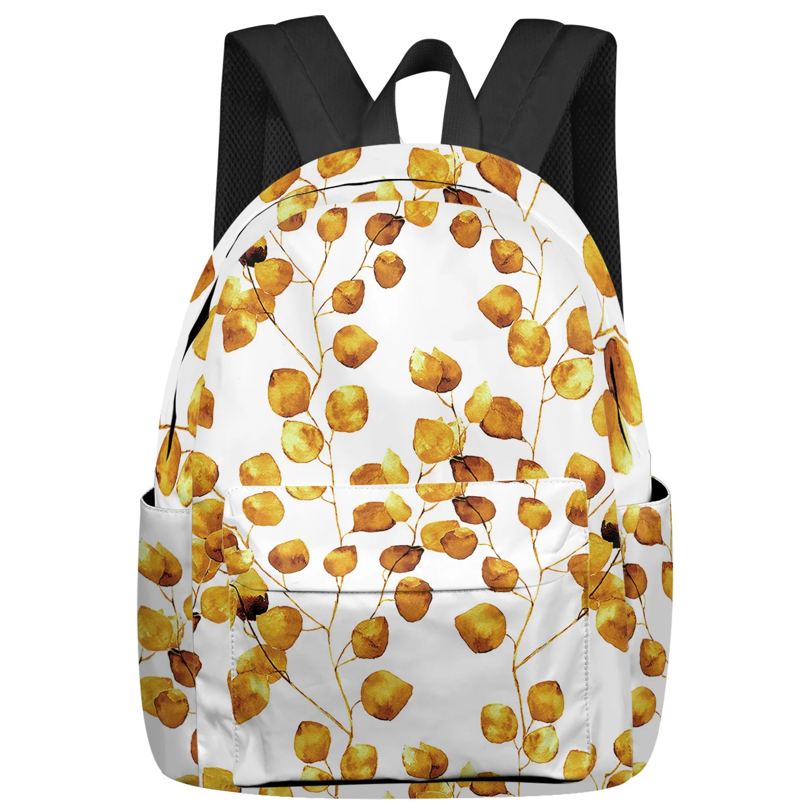 

Yellow Watercolor Leaf Backpack Teenagers Student School Bags Laptop Bag Women's Casual Travel Backpack