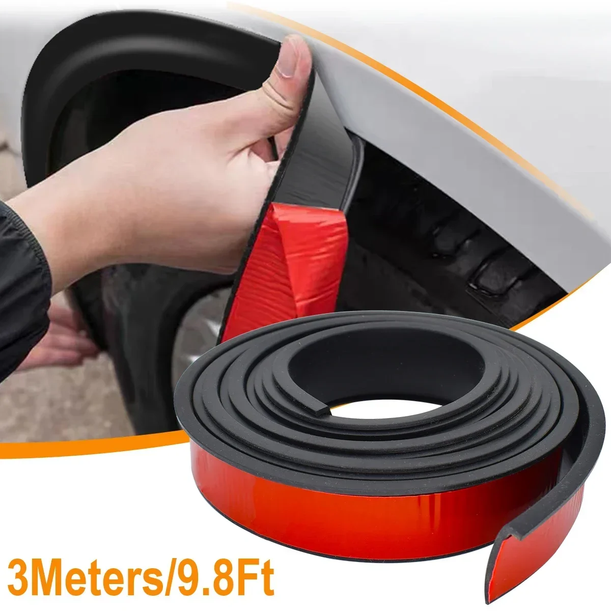 For Car 2/3.5/4.5cm\*1.5M Fender Flares Arches Wing Extenders Wheel Eyebrow Anti-collision Strip Mudguard Lip Cover Scratch Proo