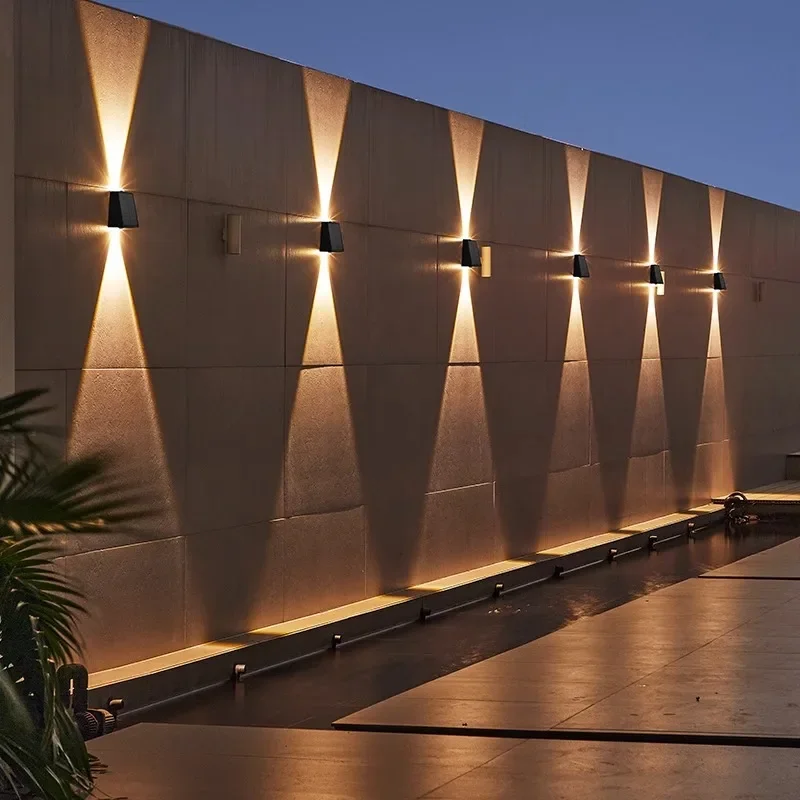 LED Outdoor Solar Wall Light Up And Down Luminous Garden Lamp Villa Courtyard Porch Street Decorative Lighting Wall Washer Light 4