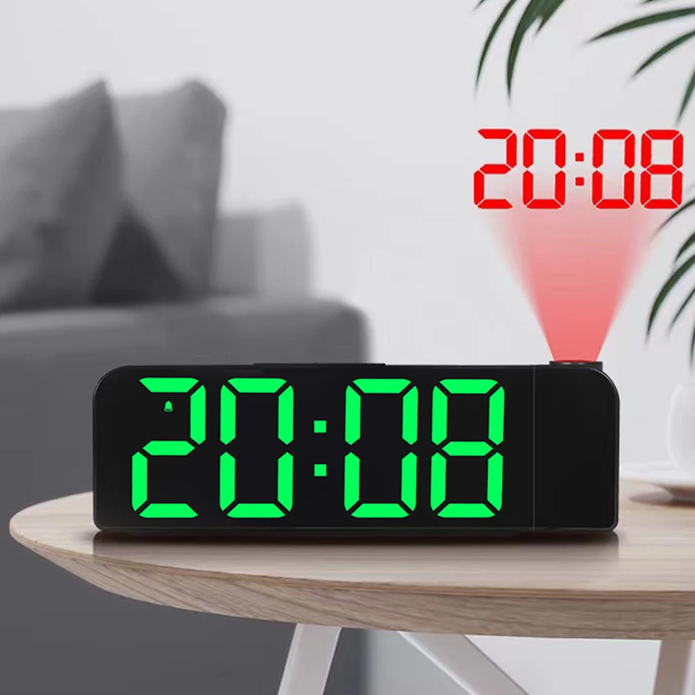 프로젝션 알람 시계 LED 디지털 알람 시계 청각 장애 및 난청인을 위한 다기능 책상 알람 시계 USB 플러그인