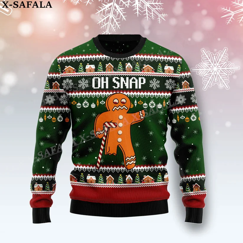 thumbnail image 1 of Suéteres de punto navideños con diseño divertido de hombre de jengibre, comida, regalo divertido de Navidad y Halloween, jerséis para parejas, fiestas, unisex, informales, 3, 1 of 5