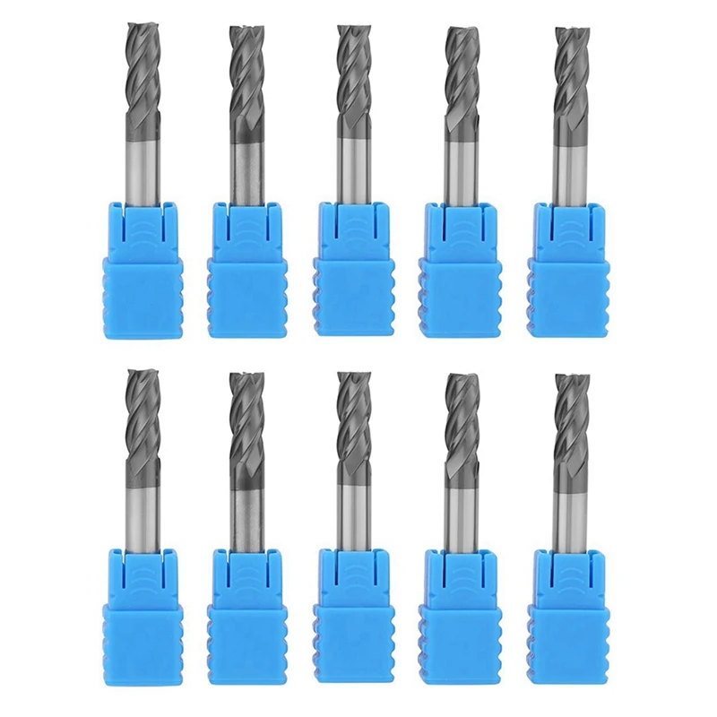 

TOP 10Pcs CNC Milling Cutter Carbide End Mill 4 Flutes Milling Cutter Tool Kit 6Mm Diameter X 50Mm Length