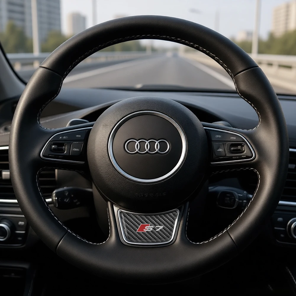 Premium Aluminium Alloy Steering Wheel Sticker Emblem Valve Cap with SLine RS Logo