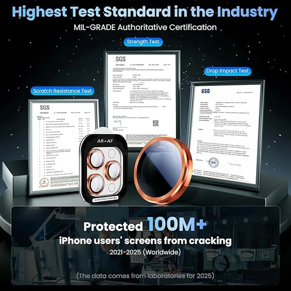 Premium 8K HD Tempered Glass Camera Lens Protector with Metal Ring