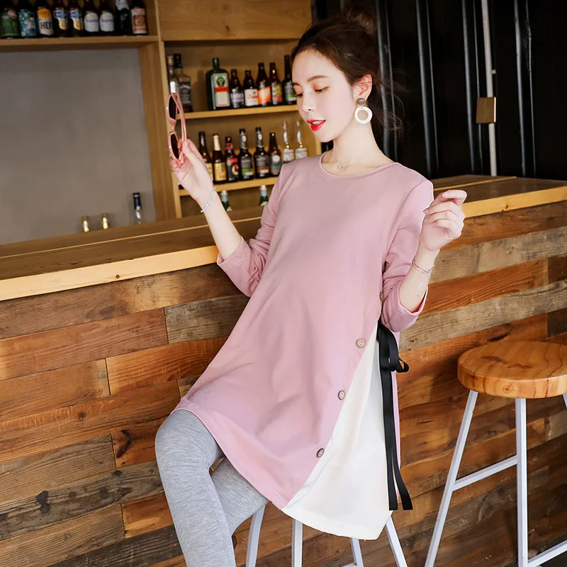 Womens Maternity Tops Long Sleeve Solid Tunic Casual Pregnancy T-Shirt Maternity Clothes Comfy Flattering Suit 5