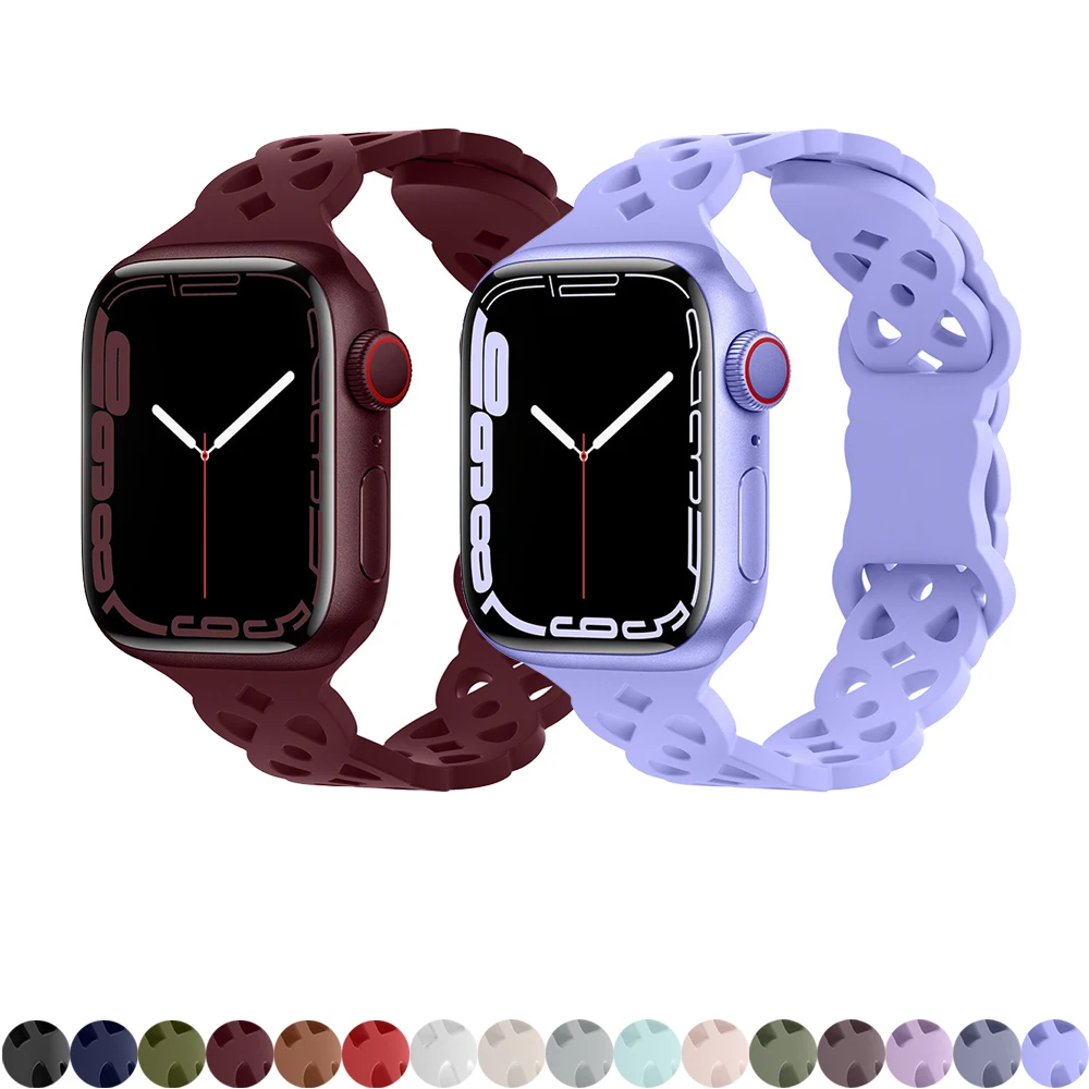 

Silicone Strap For Apple Watch Band Ultra 49mm 44mm 45mm 42mm 41mm 42mm 38mm sport Watchband iwatch Serise 8 7 6 5 bracelet