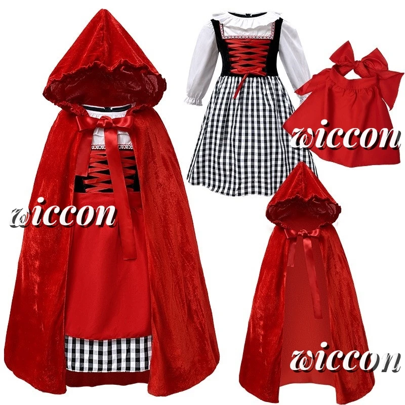 Cute Red Riding Hood Costume For Girls With Cape Makeup Ball Party Costume Perfect For Halloween Christmas Performances