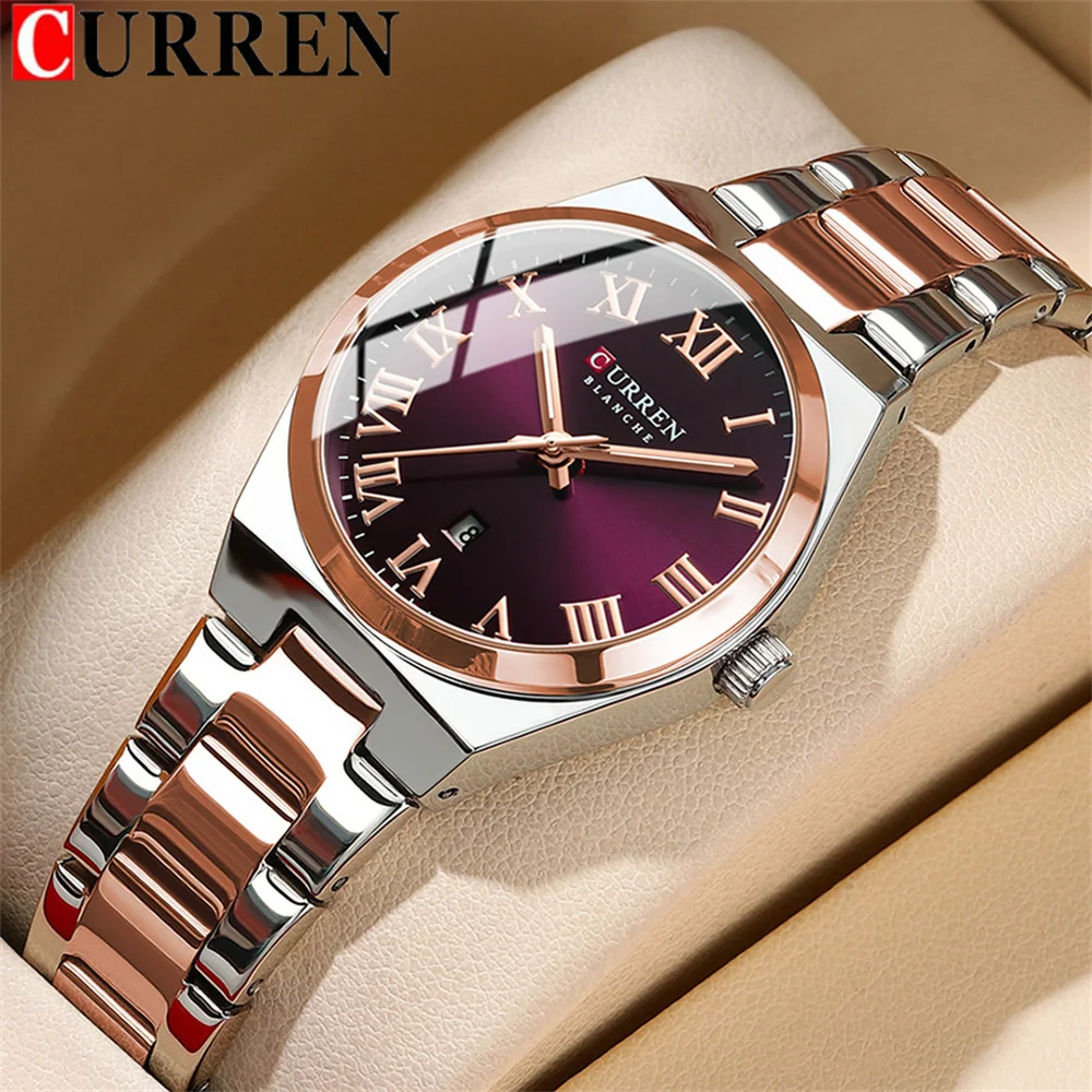 CURREN Original Women Watch Top Brand Luxury Lady Girl Wristwatch Elegant Stainless Steel Bracelet Waterproof Female Clock 9095