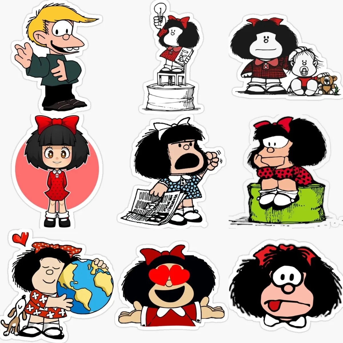 

Mafalda Anime Cartoon Creative Sticker Laptop Window Truck Car Camper Bicycle Bicycle Helmet Wall Off-road PVC Decal Assecories