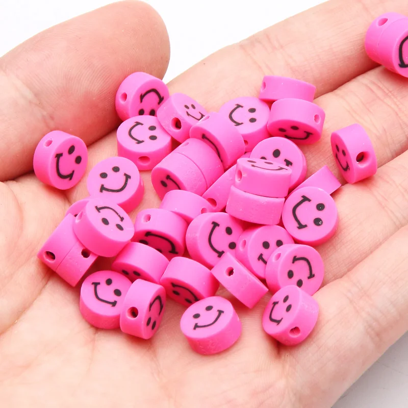 20/50/100 stücke Mixed Lächeln Gesicht Polymer Clay Perlen Runde Ton Spacer Perlen Für Schmuck Machen Diy Armband handgemachte Accessoires – Detail 11
