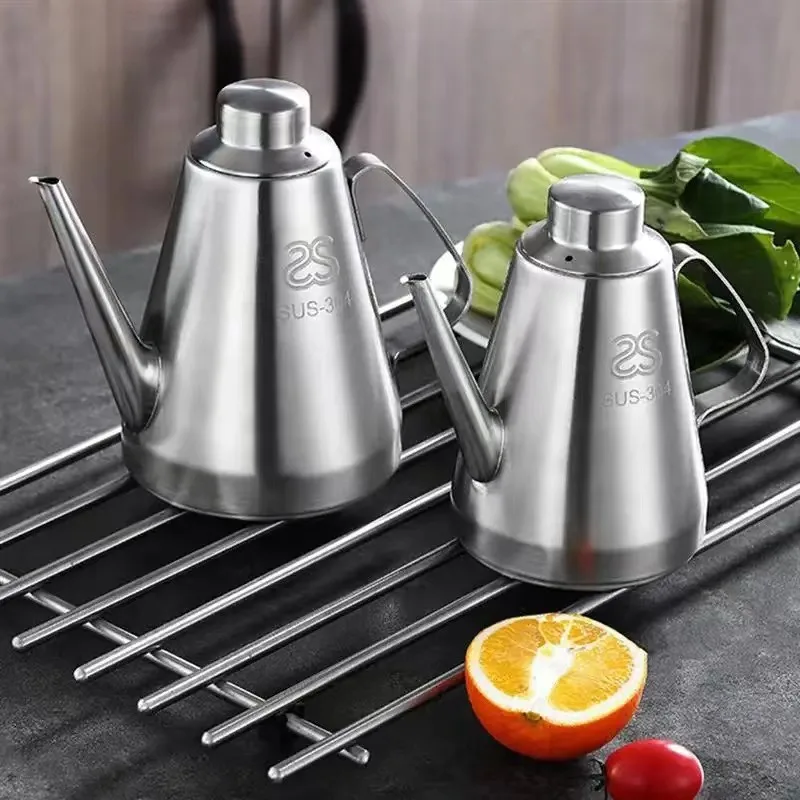 Stainless Steel Oil Pot Insect-proof Leak-proof Long Mouth for Sesame Small Vinegar