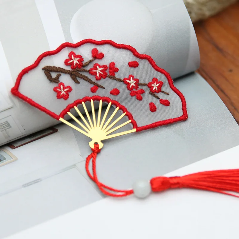 Bookmarks Cross stitch Fan Tassel DIY Embroidery Exquisite Needle Minder Kit Threads Knitting Fabric Needlework Decor Jewelry