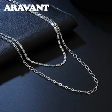 

925 Silver Double Layer Necklace Chain For Women Fashion Jewelry