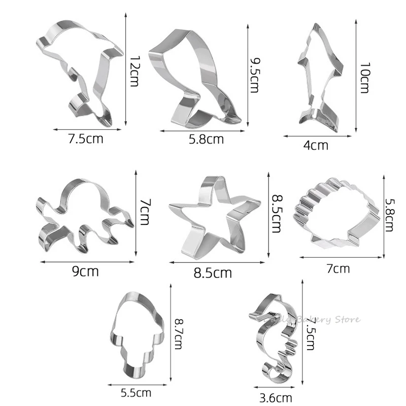 Marine Animal Series Stainless Steel Biscuit Cutter Shark Dolphin Fish Shaped Cookie Mold Kitchenware Baking Tool