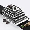 2PCS Stainless Steel Kitchen Storage Tray Set Food Drain Dry Dish Barbecue Hollow Filter Oil Plate Home Teahouse Tea Cup Trays 3