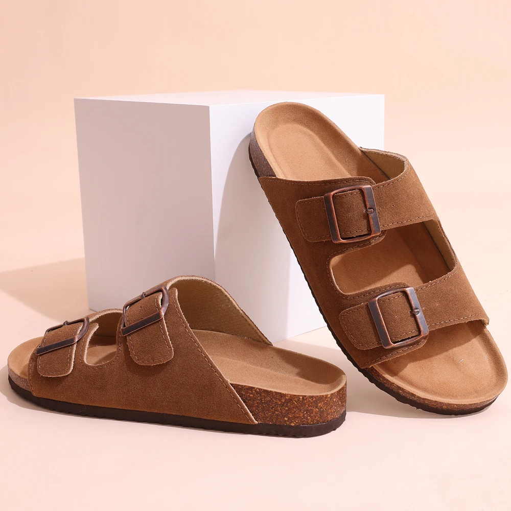 Eyriphy Men Slippers Classic Cork Clogs Fashion Casual Sandals For Men Thick Sole Suede Open Toe Slides Indoor Home Shoes Women 6