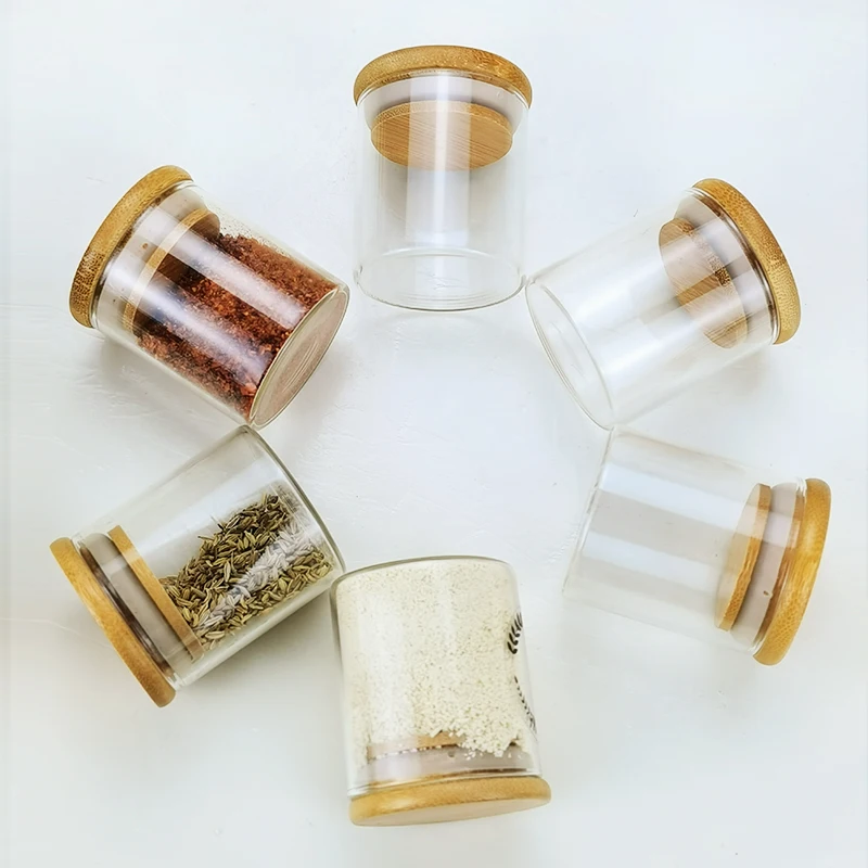 

Glass Jars Set of 10, Spice Glass Jars with Bamboo Lid Food Storage Containers for Home Kitchen Organizer