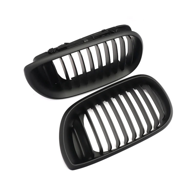 2Pcs Car Style Mattle Black Front Kidney Double Slat Grill Grille for BMW E46 4 Door 4D 3 Series 2002-2005