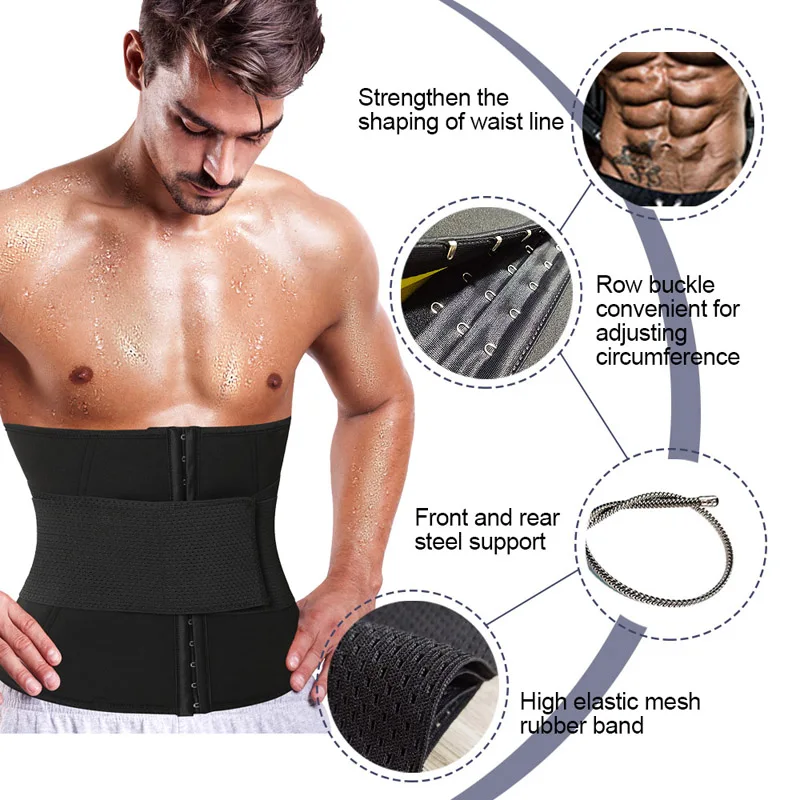 LAZAWG Men Body Shaper Waist Trainer Belts Sauna Hot Sweat Slimming Neoprene Sports Workout Belly Trimmer Corset for Weight Loss