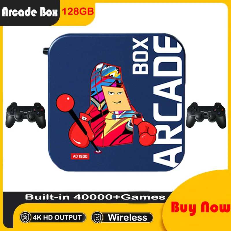 

128GB Game Box Classic Retro Video Arcade Box for PS1/N64/DC 4K HD TV Projector Monitor Game Console 40000+Games Super Console