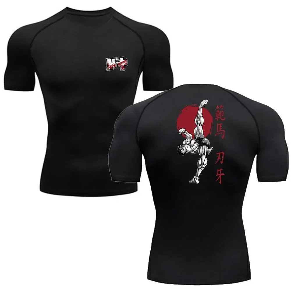 Sports Tight T-shirt Anime Men's Compression Tshirt Fitness Sport Running Tight Gym TShirts Athletic Quick Dry Summer Tops Tee 2