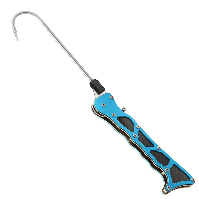 

1 Pcs Portable Telescopic Sea Fishing Gaff Lip Spear Fish Hook Gripper Tackle Tools Stainless Steel (Blue)