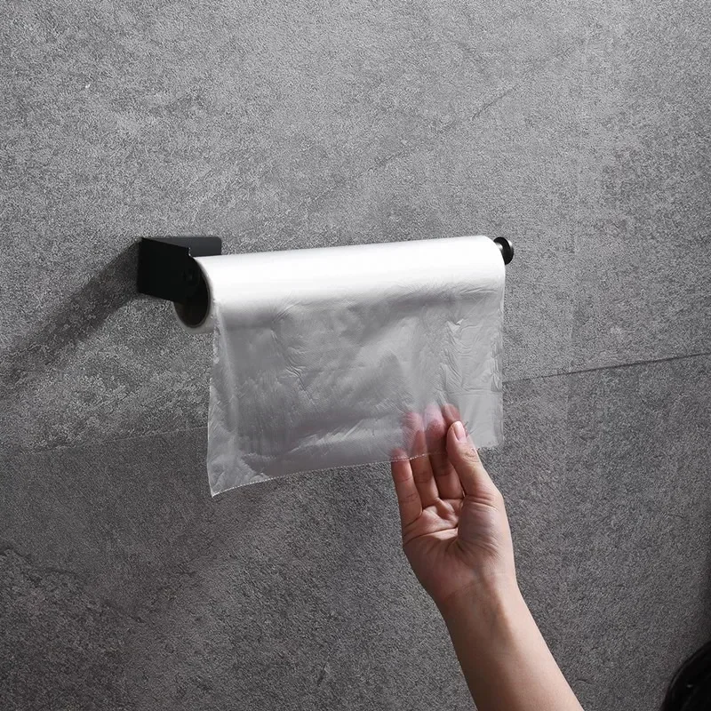 Stainless Steel Paper Towel Holder Self Adhesive Kitchen Roll Paper Holder No Punching Kitchen Bathroom Lengthen Storage Rack Paper Towel Holder Paper Towel Rack