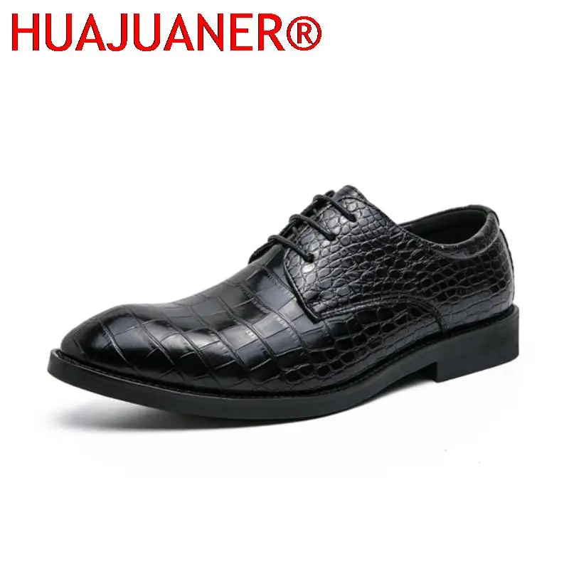 

Mens Oxford Shoes Fashion Leather Crocodile Print Men's Dress Shoes Classic Business Formal Shoes for Men Casual Shoe Big Size