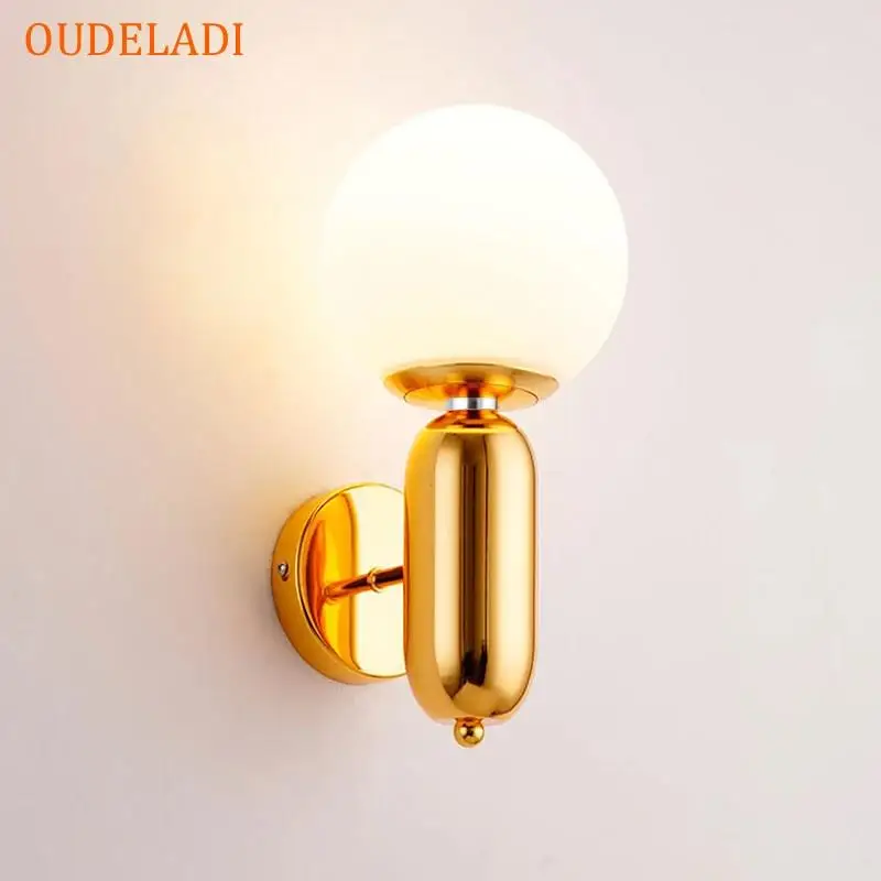 

Modern LED Wall Light Black/Gold/White Indoor Lighting for Restaurant Living Room Bedroom Corridor Glass Ball wall lamps Decor