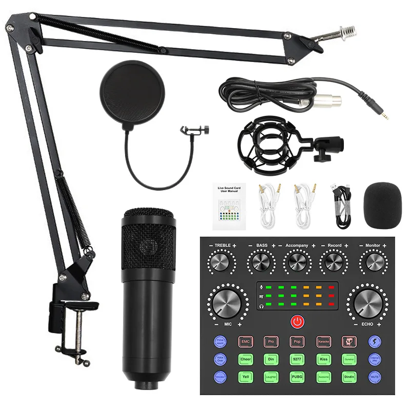 

BM800 Condenser Microphone and V8 Sound Card Combo Perfect Upgrade for Internet Celebrity Live Broadcaste Anchors Streaming Game