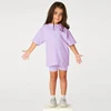 2025 Kids Summer Leggings Sports Suit 2Pcs Solid Cotton Breathable Boy Girl Outfits Clothes For 9M-13T Children Sportswear Sets 3