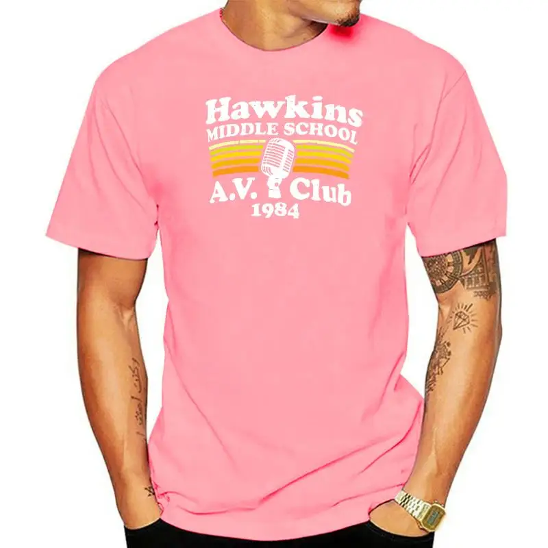 thumbnail image 1 of Camiseta del Club AV de la escuela secundaria Hawkins, camiseta del Club AV hawkins once netflix, extraño, cosas de Dustin, mike lucas, 1 of 5